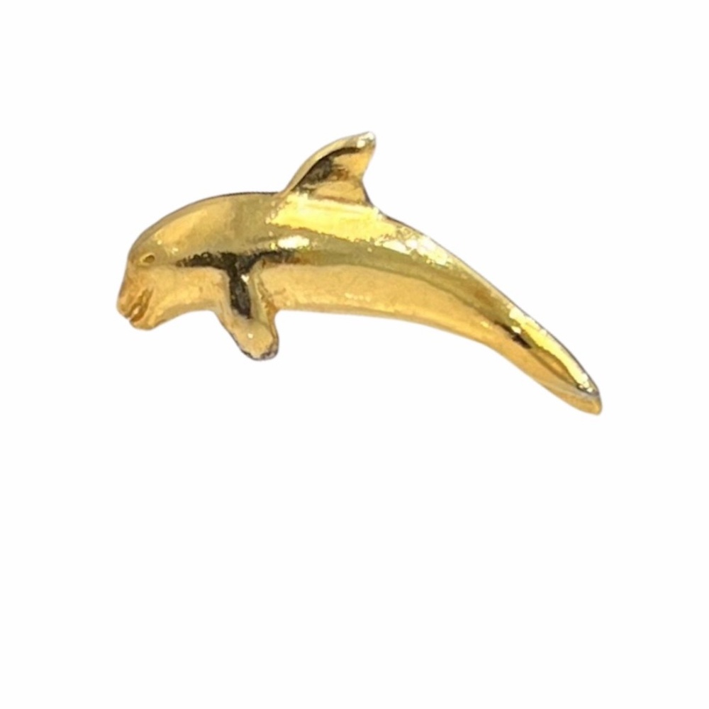 VINTAGE GOLD TONE JUMPING DOLPHIN LAPEL PIN